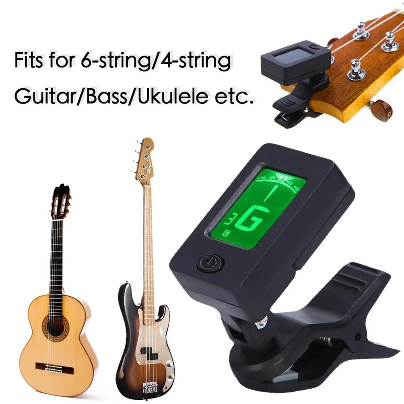 Guitar Tuner For All Instruments Clip On Electronic Tuner For Guitar Bass Ukulele Violin Mandolin Banjo Digital Guitar Tuner
