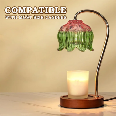 B84B-Cute Candle Warmer Lamp With Timer& Dimmable Function, House Warming Gift For New Homes, Lotus Wax Melt Lamp US Plug