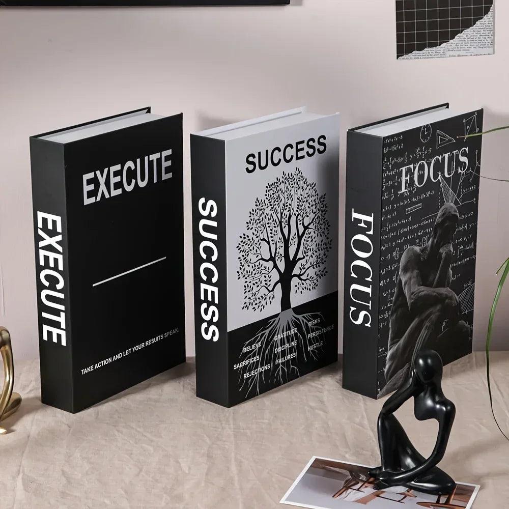 Set of 3 inspirational desk decor books suitable for home office room fake