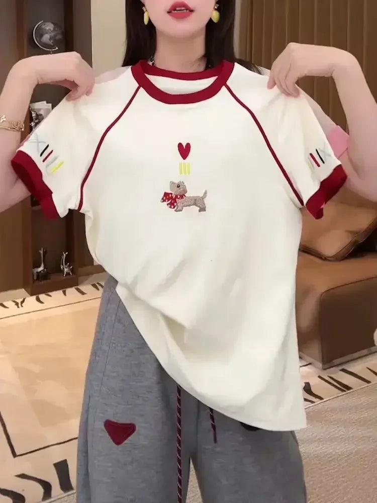 Women contrast short sleeve t-shirt