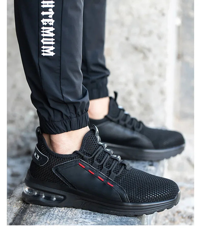 Lightweight Men's Safety Shoes Steel Toe Men's Work Shoes Slip Resistant Reinforced Shoes Man Fashion Breathable Sneaker