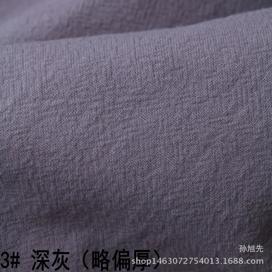Cotton Linen Fabric Skin Texture Crepe By The Meter for Clothing Curtain Dress Shirt DIY Sewing Plain Textile Cloth Gray Soft