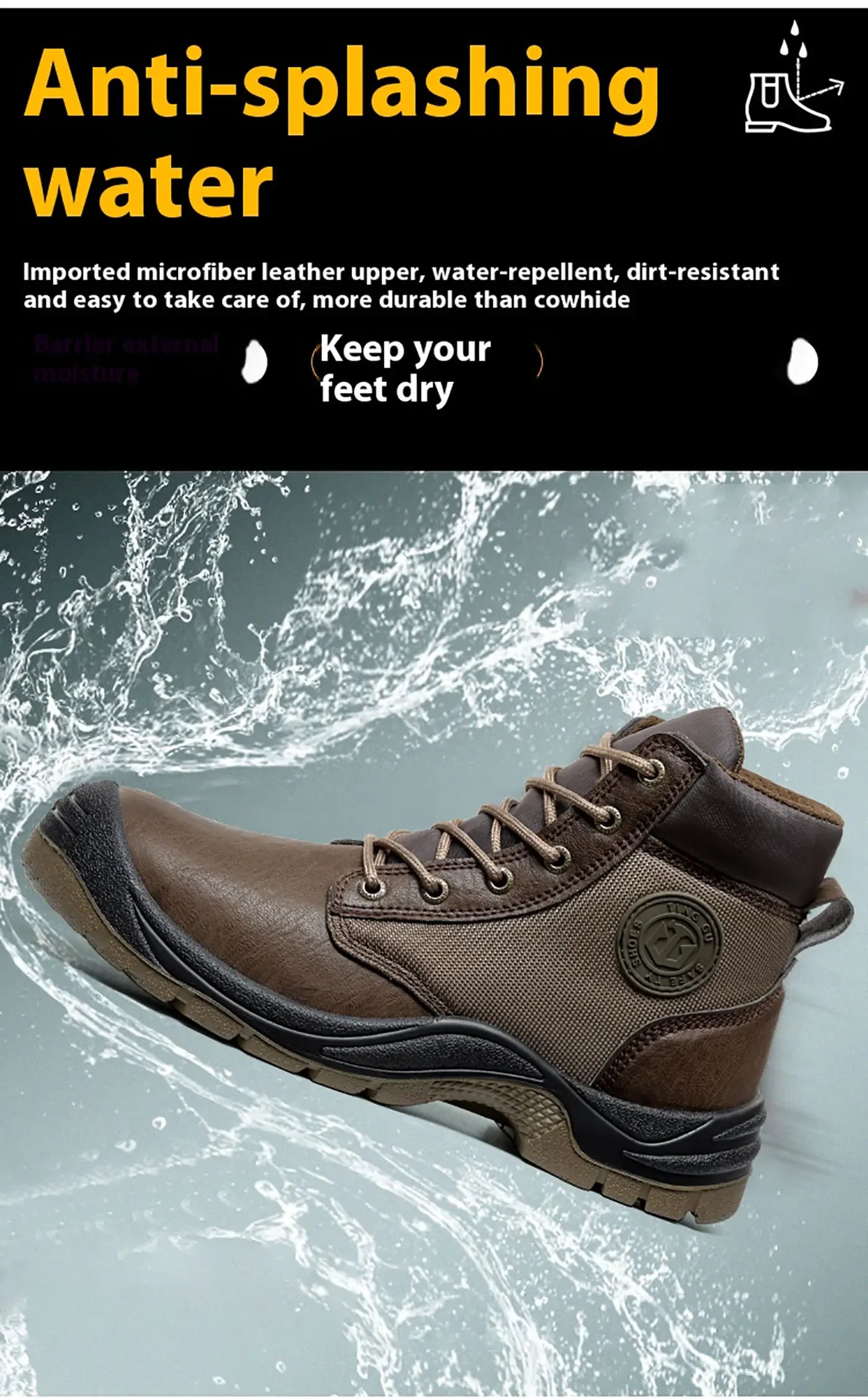Men's safety shoes are anti smashing, anti piercing, anti-static, anti slip, wear-resistant, and splash proof work shoes