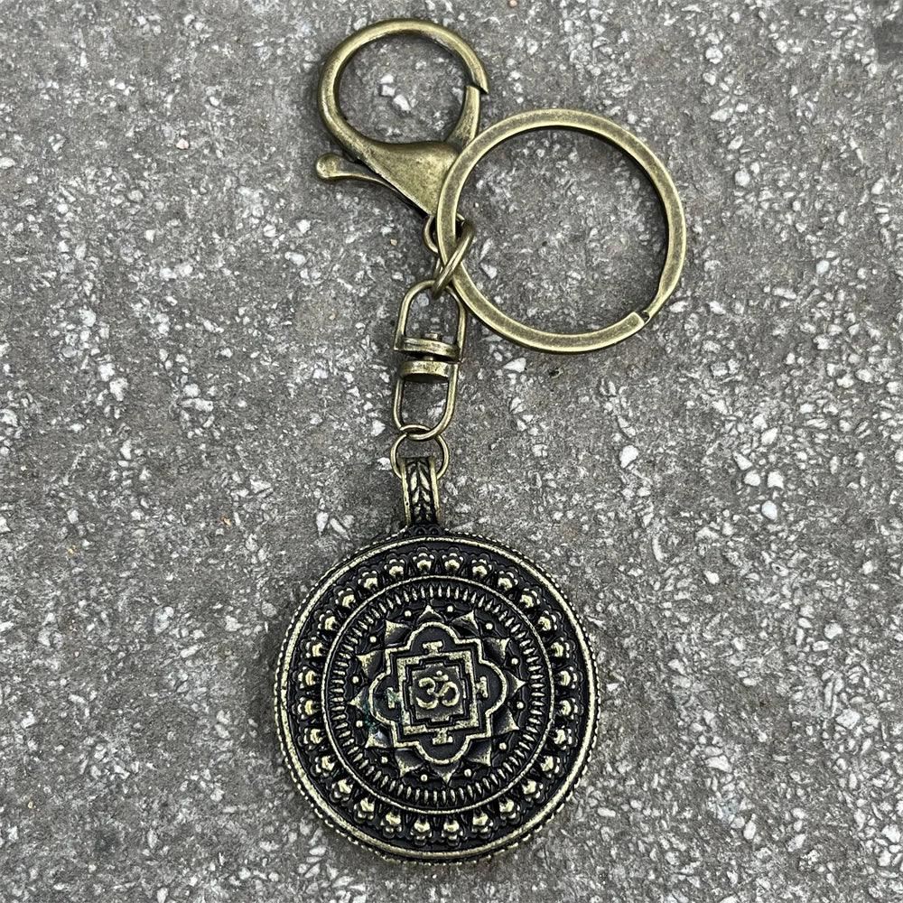 Nostalgia Mandala Yoga Keychain For Women Lotus Key Holder Accessories Buddhism Jewelry