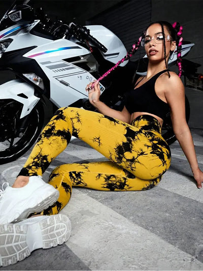 Tie Dye Leggings High Elastic Seamless  For Women