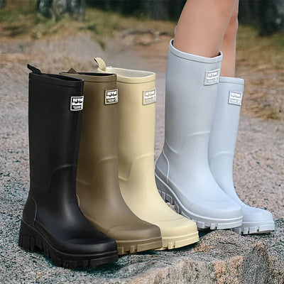 Women Waterproof Boots New Style Elastic Mouth Ankle Boots Mid Top Rain Shoes Non Slip Outdoor Indoor Chelsea Water Boot Woman