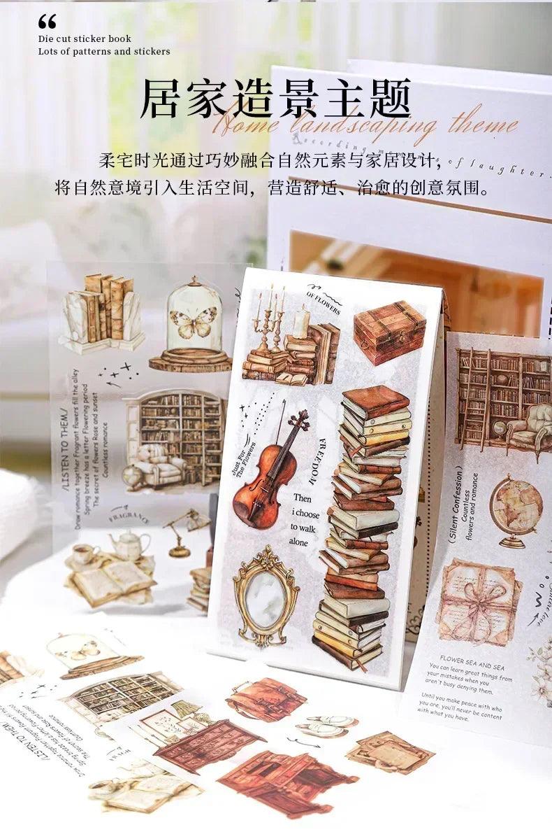 Homely aesthetics 18 exquisite dual material die-cut stickers in 6 home decor designs soft time series