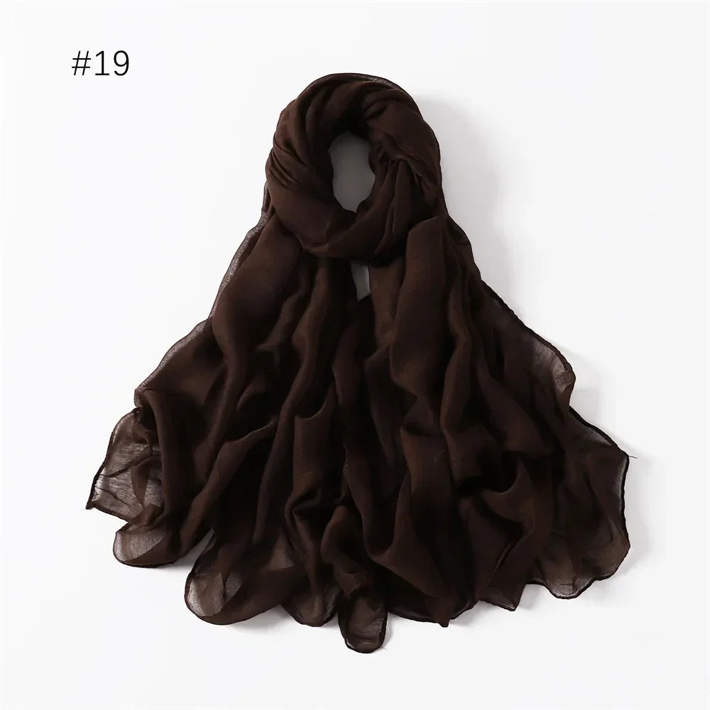 New Cotton Linen Scarf For Women Girls Students Autumn Classic Solid Color Scarves Retro Soft Foulard Viscose Female Wrap Shawls