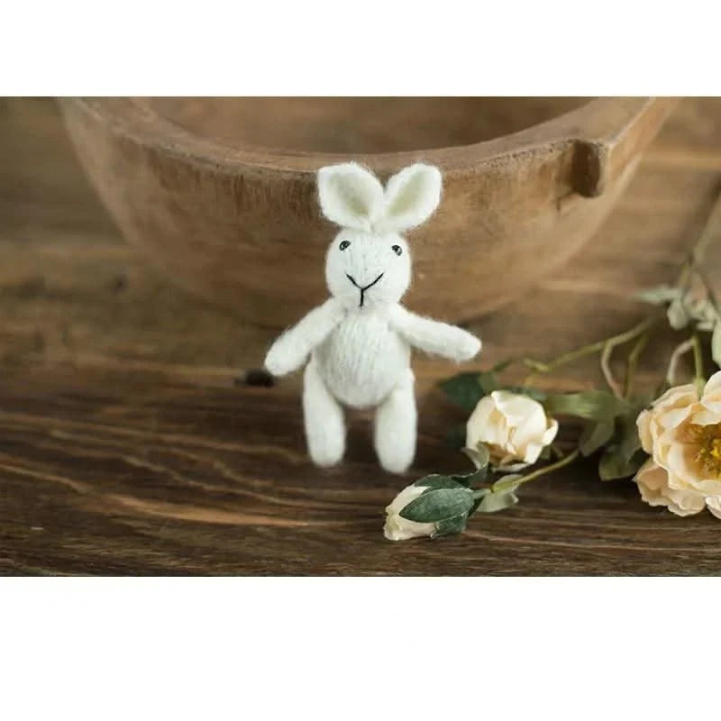 Newborn Photography Props Knitted Rabbit Doll Baby Outfit  |Cosplay Glasses Accessories