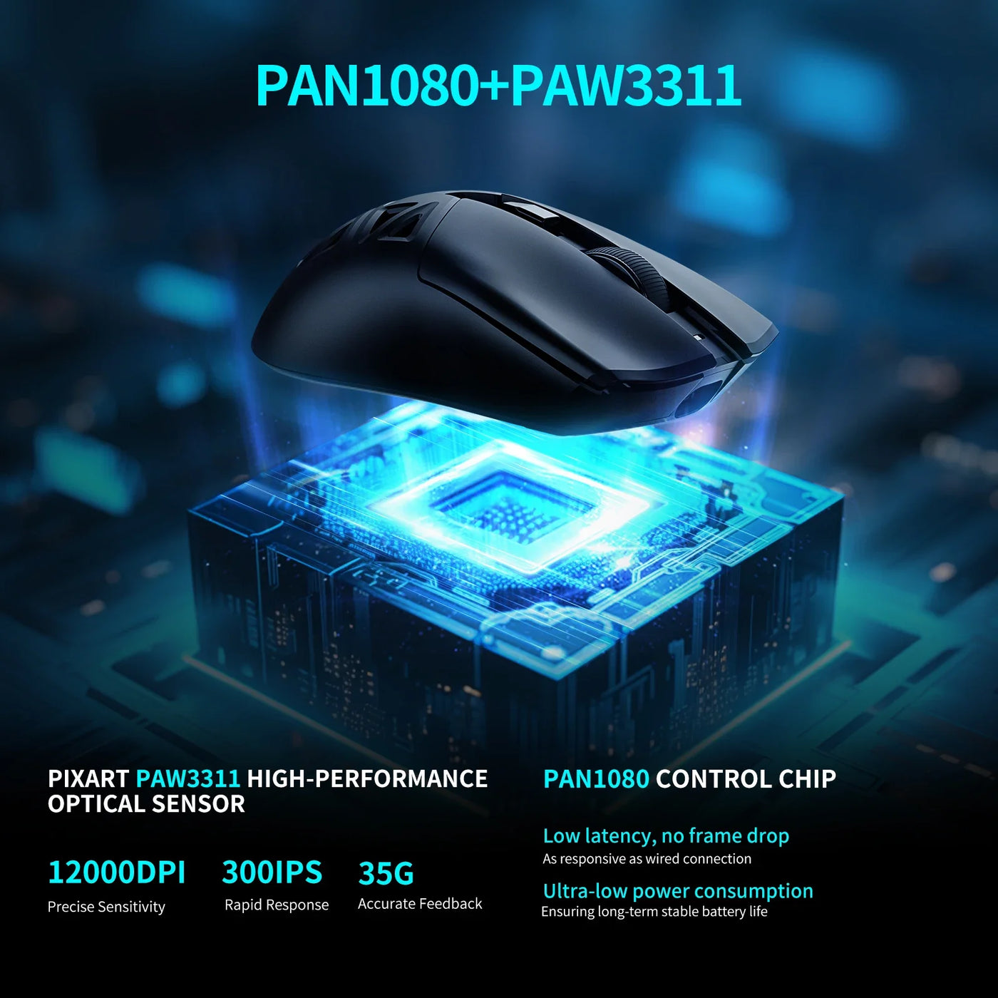 RAWM SL01C Bluetooth Wireless Gaming Mouse Tri-Mode Lightweight Rechargable Esports Mouse 7 Programmable Buttons PC Gamer Custom