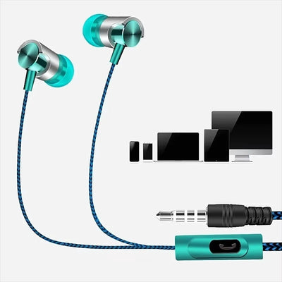 3.5mm Wired Headphones Noise Canceling In-Ear Sports Earphone Dual Driver Bass Stereo Gaming Headset HiFi Music Earbuds With Mic