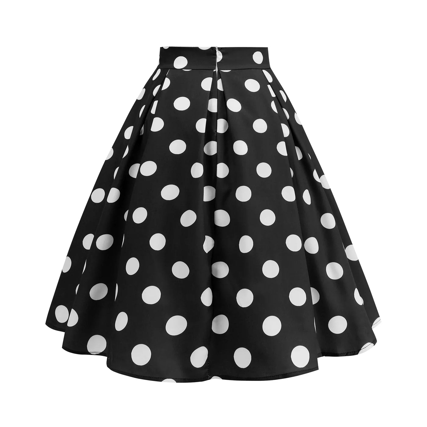 Summer Casual Women Midi Skirt Polka Dot High Waist Retro Vintage 50s Pleated Party Skirts