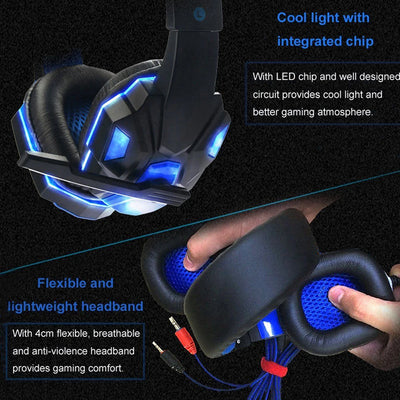 Gaming Headset With Mic Stereo Earphones Deep Bass Headphones Video Game Noise Cancelling with Microphone for PC