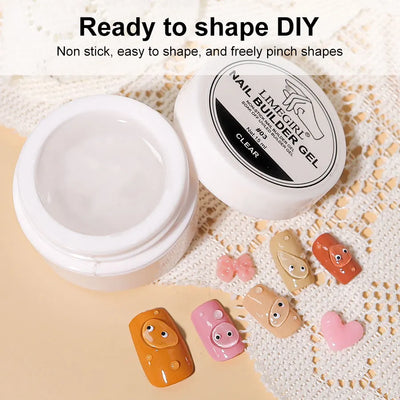 LIMEGIRL 15g Solid Nail Extension Gel Non Stick Hand Phototherapy UV Gel Quick Building Gel Nails Tips Nail Art Prolong Nail Gel