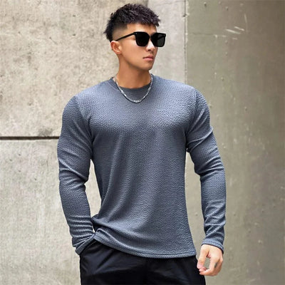 New Long Sleeve t shirt for Men Autumn Fashion Cotton Solid Color t-shirts Cozy Streetwear Men's t-shirt 3XL Baggy Korean Trendy