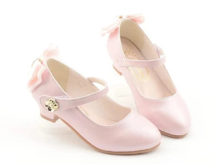 Children Leather Bowknot High Heel Girls Shoes | Princess Shoes | Casual Shoes for Kids(27-38) | Party | Dance Performance | Fancy dress Sandals