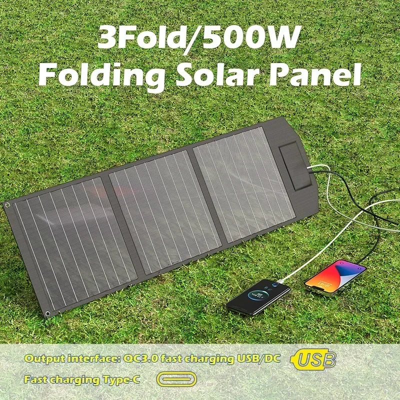 Flexible, Foldable, High Efficiency Solar Panel, Travel & Phone & Boat, Portable 12V 2000w 1500w 1000w 500w Solar Panel Kit