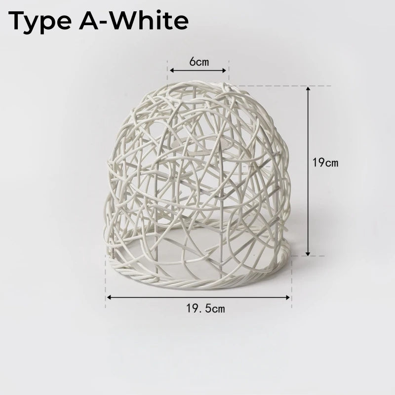 Woven Lantern LED  Hanging Light Lampshade Simulated Rattan Ceiling Pendant Lamp Shade Bedroom Dining Room Chandelier Lamp Cover