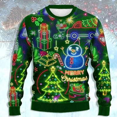 Ugly Christmas Sweater Men's Sweater Snowman Pullover Jumper New Years Eve Daily Vacation Long Sleeve Crewneck Fall Winter 2025
