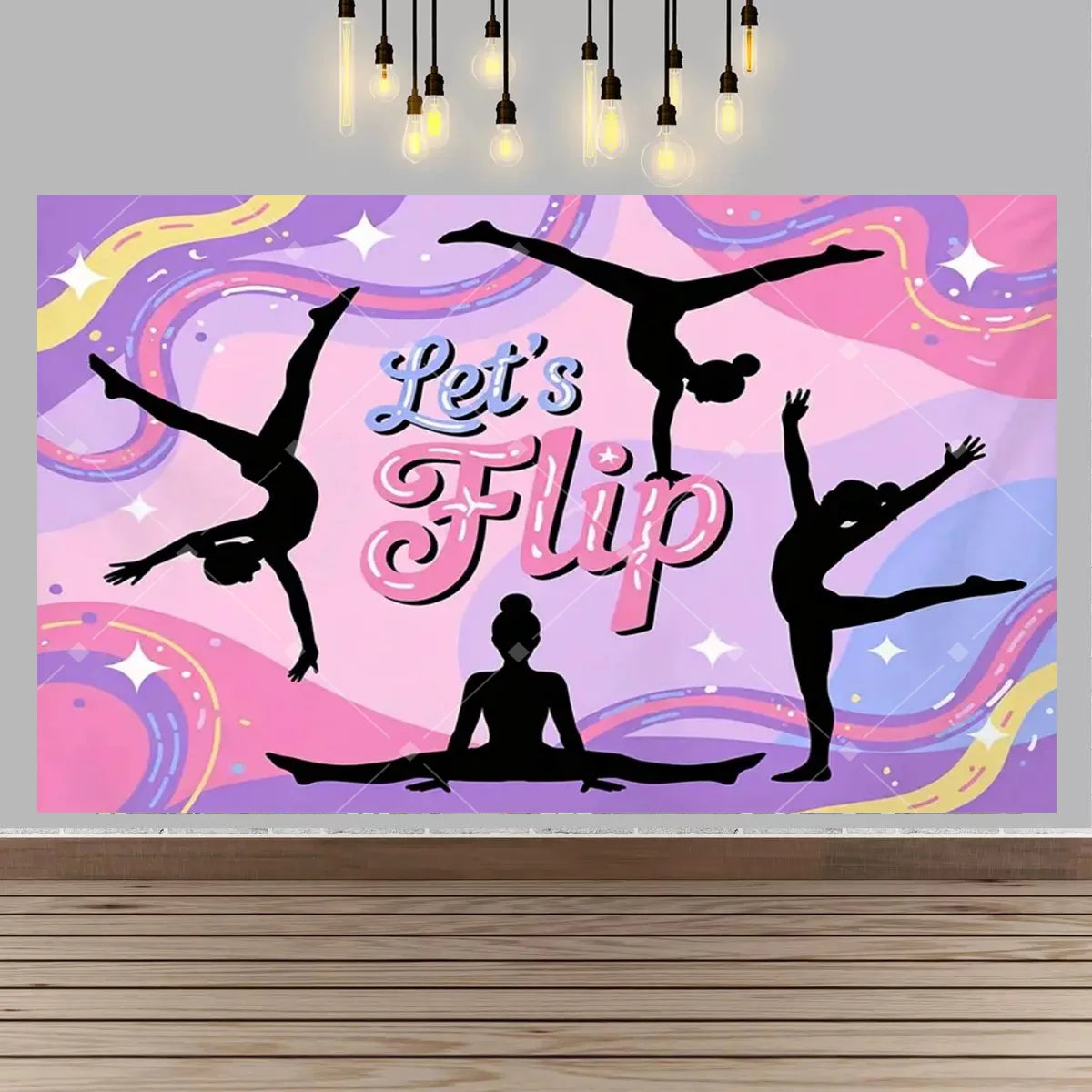 Gymnastics Theme Birthday Decor Backdrop Gymnastics Movement Flip Jump Play Falling Party Supplies Photography Backdrop