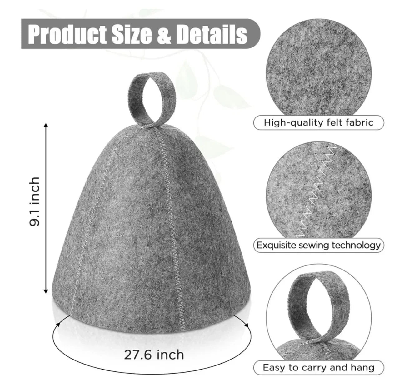sauna Anti Heat Sauna Hat Thicken Wool Felt Shower Cap Hair Turban Quickly Towel Drying Towel Hats Sauna Bathroom Accessories
