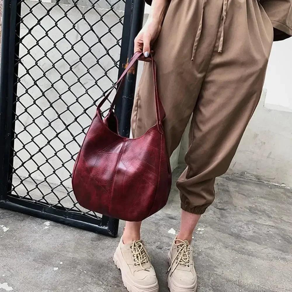 Women’s handbags vintage luxury leather shoulder bag designers large modern fashion brand female
