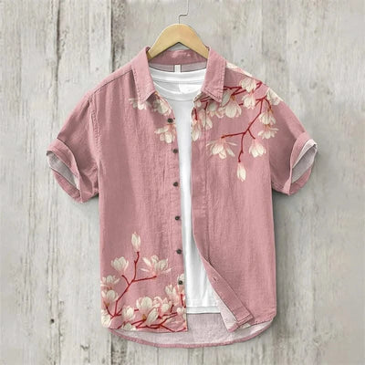 2024 New Summer Linen Shirts Men Lapel Shirts T-Shirts Fashion Clothing Shirts Luxury Social Hawaiian Shirts Oversized 5XL