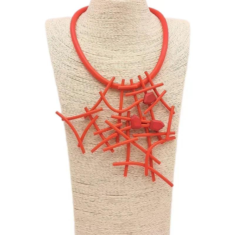 Fashion designer luxury necklaces women handmade gothic pendant necklace rubber jewelry wooden accessories statement