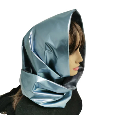 Designer woman Triangle Scarf Black Bandana men Unisex Faux leather kerchief eco-leather headscarf headdress Shawl Wrap