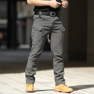 Men Solid Color Casual Cargo Multi Pocket Long Pants Outdoor Hiking Camping Climbing Stretch Waterproof Trousers