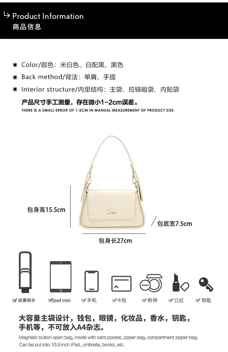 Classic women’s handbag in leather shoulder and crossbody bag style luxury elegant design for ladies by famous designer