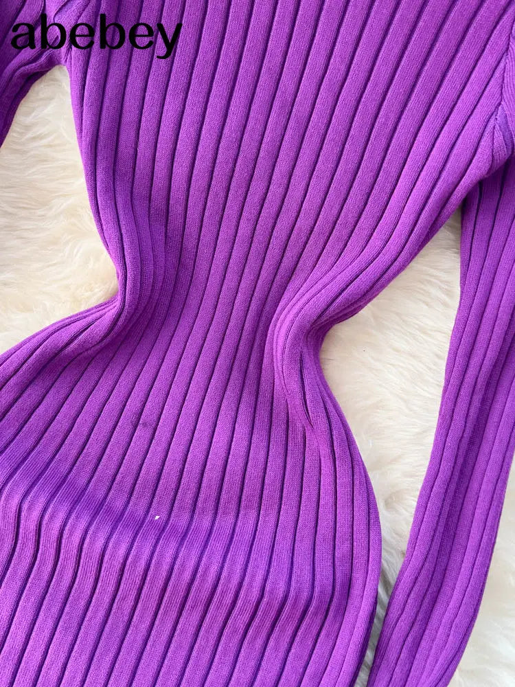 Women Autumn Knitted Dress O Neck Sexy Slim Elastic Oversized Basic Bodycon Long Dress Winter knit Warm Sweater Dresses