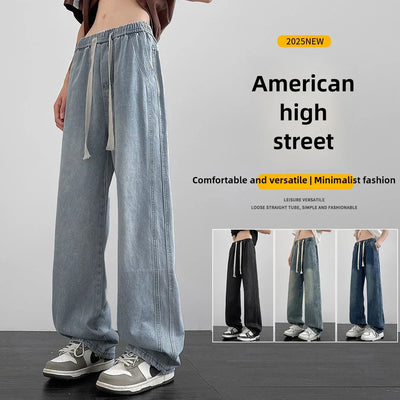 Men's denim pants American retro straight leg jeans loose and breathable suitable for daily casual street men's essential items
