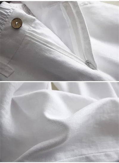 Women's Cotton Linen Straight Trousers Elastic High Waist Wild Wide Leg Pants Female Spring Summer Solid Color Loose Linen Pants