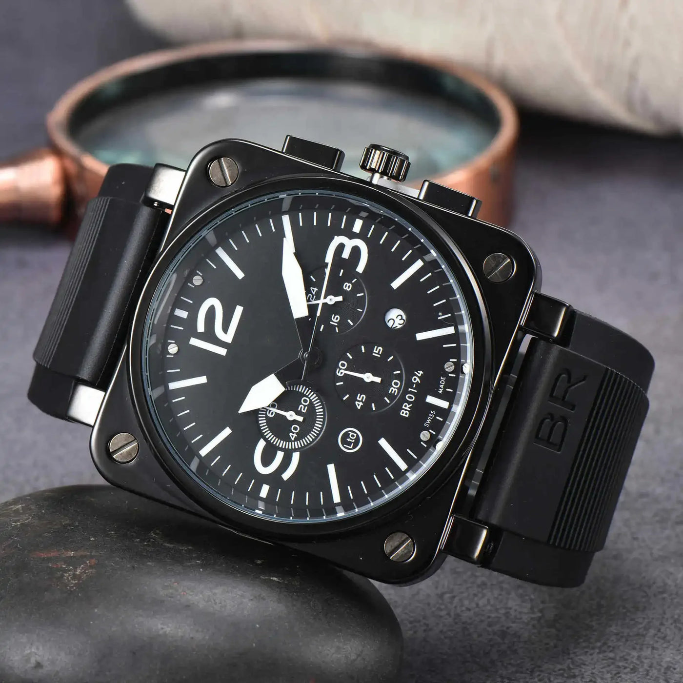 High-End BR Original Brand Watches For Mens High Quality Square Automatic Mechanical Watch Business Sports AAA Male Clock