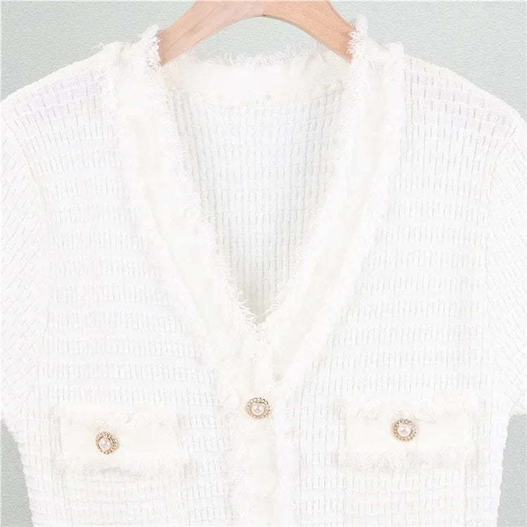 Summer Women Simple White Black Dresses Office Sheath Pencil Midi Dress Elegant Knitted Bodycon Party Casual Vestido