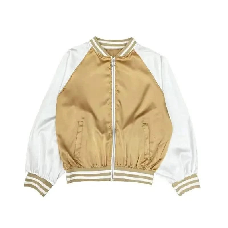 Bomber Jacket for Women Loose Short New in Baseball Aviator Coat