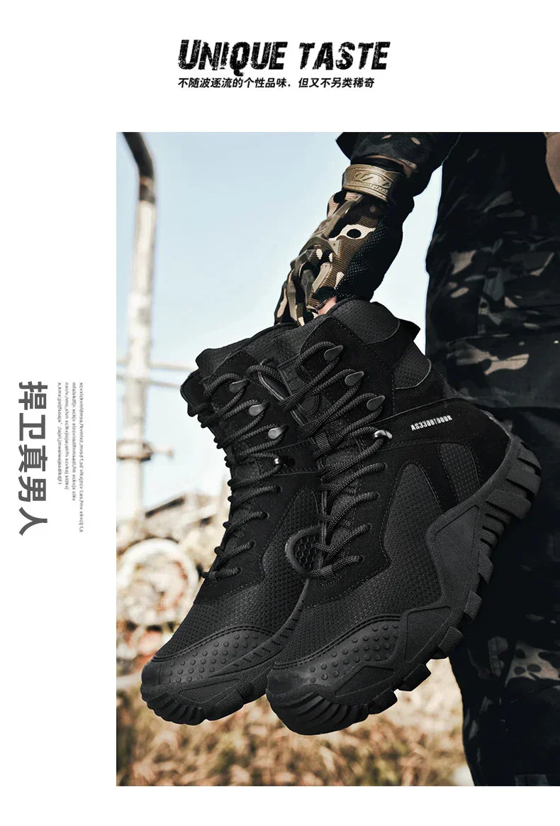 New Men Tactical Boots Lace Up Waterproof Climbing Hiking Shoes Motorcycle Training Army High Quality Hunting Unisex Desert Boot