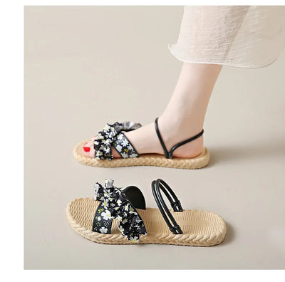 2025 New Floral Flip Flops for Women - Fashion Flat Sandals, Non-Slip Summer Slides for Beach/Outdoor, Trendy Ladies Casual Shoe