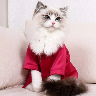 Fashionable Pet Clothes Summer Shirt Cat Wear Silk Dazzle Breathable Thin Non-Stick Fur Traditional Chinese Garments Cat Dresses