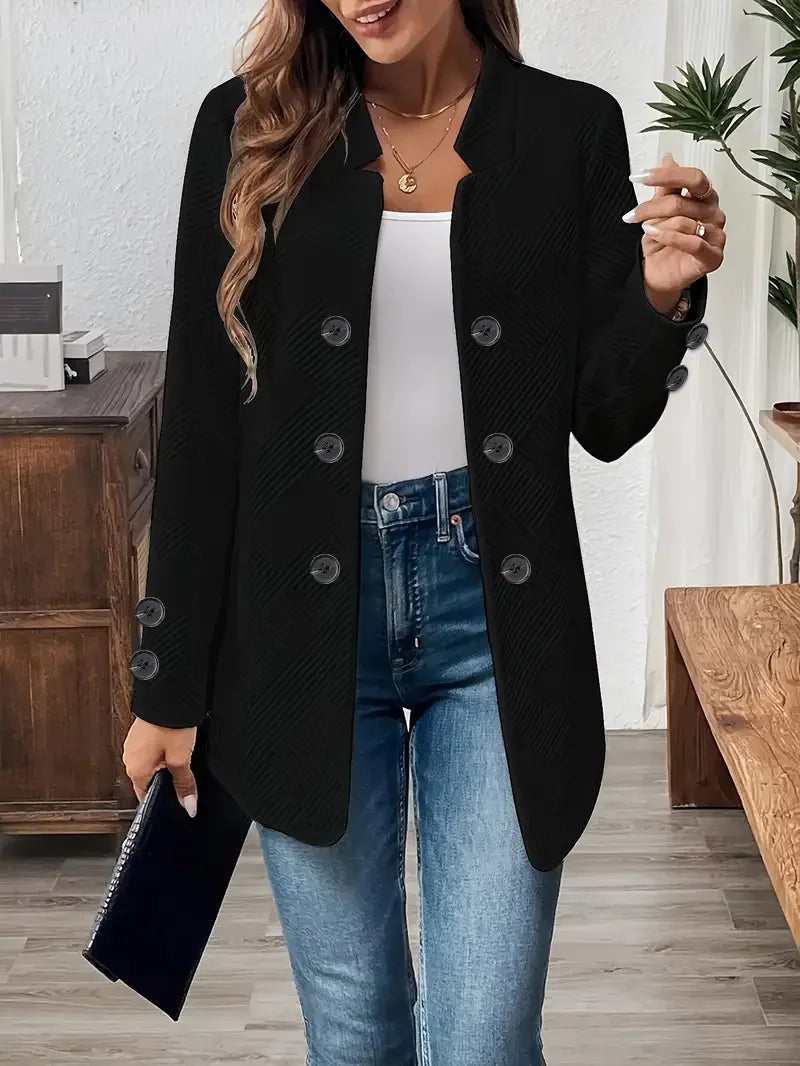 2025 Autumn and Winter Women's Blazers Casual Suit Fashion Black Jacket Three-plate Double Button Top Office Coat for Female