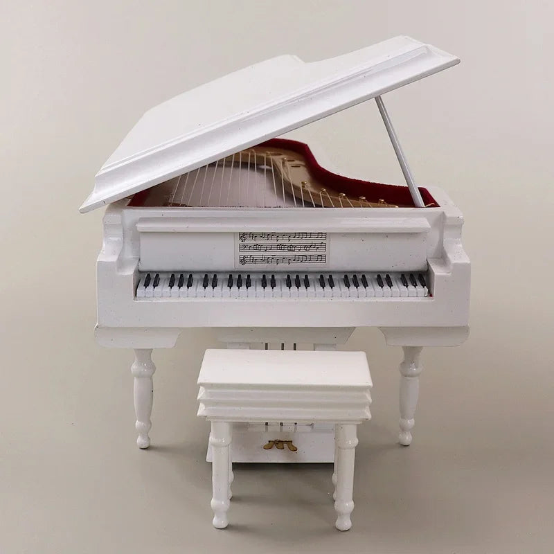 Handmade Wooden Musical Instruments Collection Decorative Ornaments Mini Piano Miniature Model Decoration Gifts