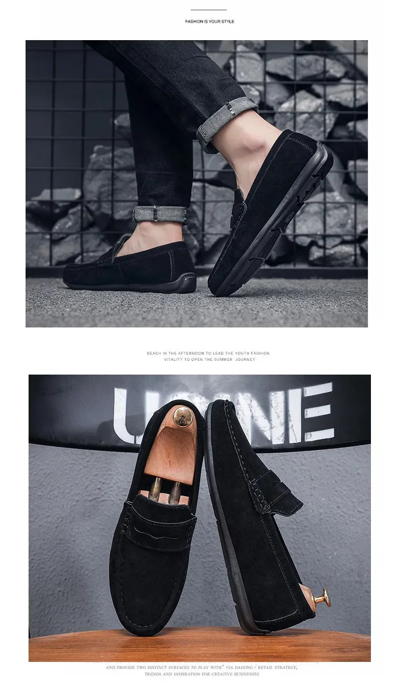 Men's Loafers, Lightweight and Breathable Casual Shoes, Mens Flat Driving Shoes, Soft Sole Slip-on Business Shoes, Moccasins