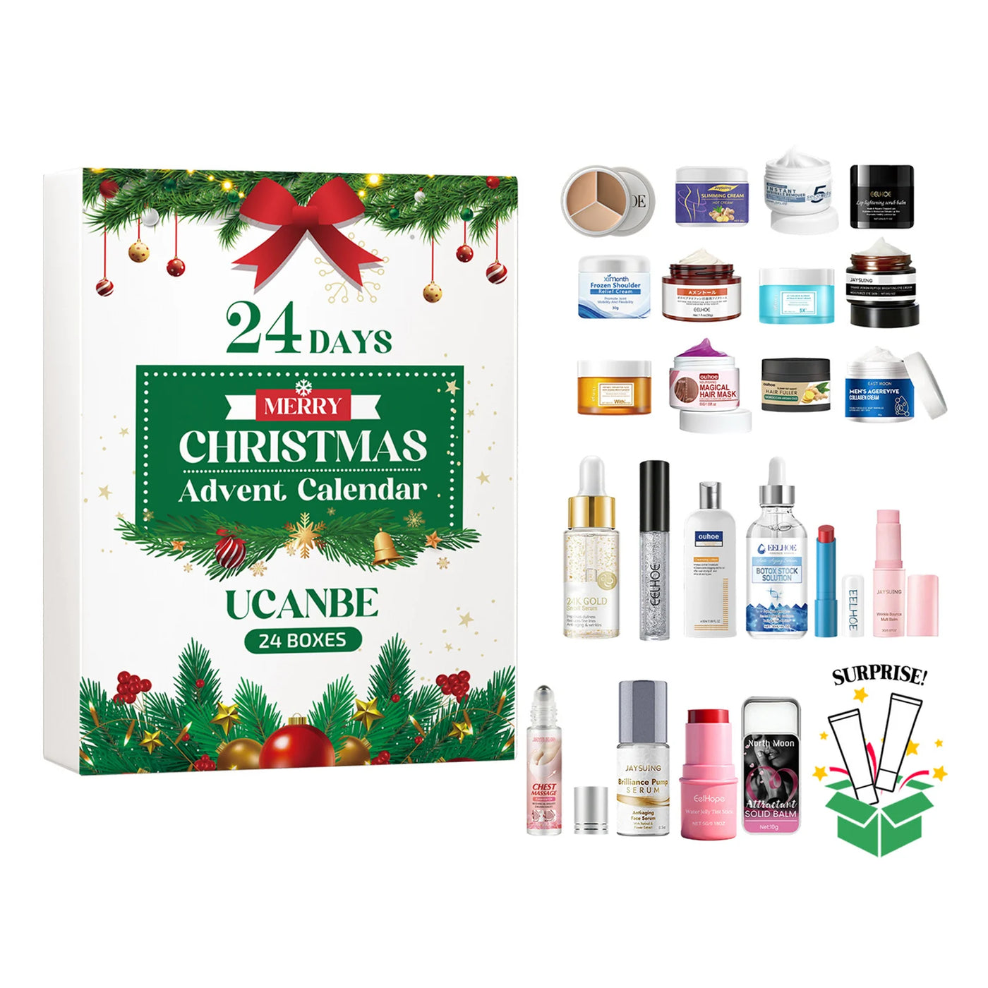 Christmas Beauty Advents Calendar Skincare Set 24 Days Luxurious Makeup Present Surprises For Holiday Birthday Present