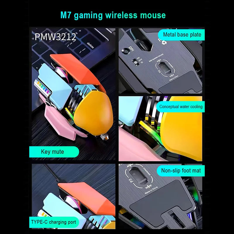 M7 RGB USB 2.4G Wireless Gaming Mouse 3200 DPI 7-button programmable Ergonomic Gaming Mouse For PC players