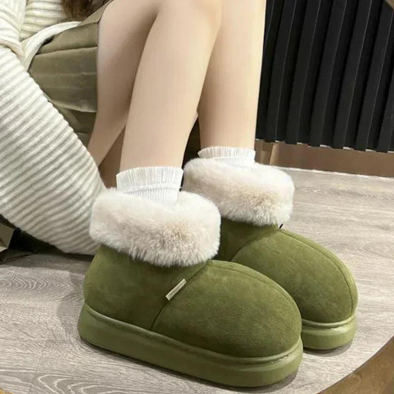 Kidmi classic fur boots for women winter outdoor fashion ankle long padded new indoor warm shoes