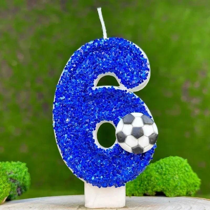 Blue football cake candle 0-9 number party decorative birthday decoration topper