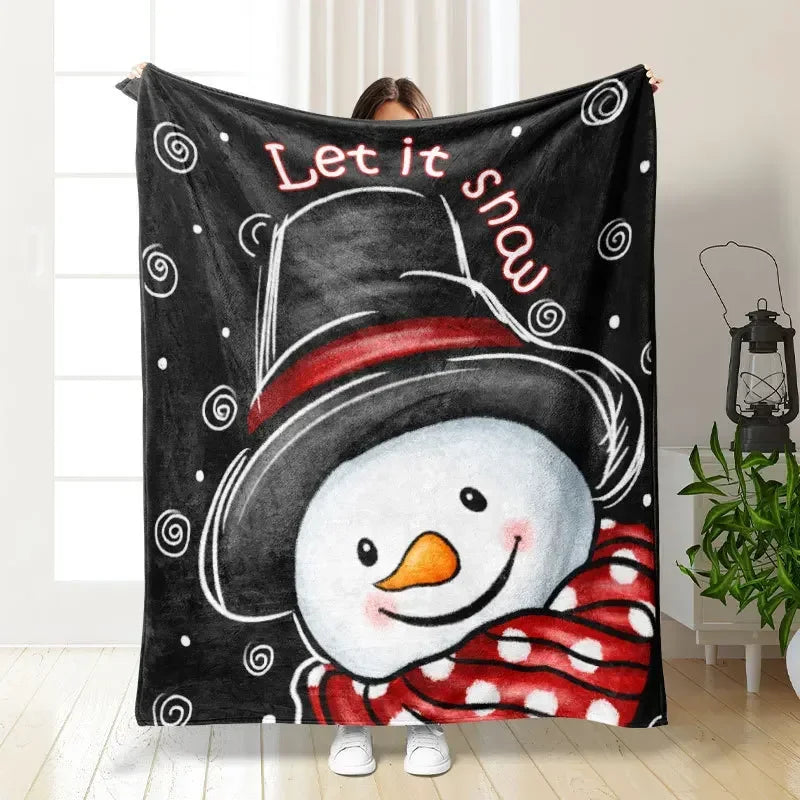 Merry Christmas Blankets Fleece Decoration Portable Ultra-Soft Throw Blanket for Home Car Plush Thin Quilt Blanket