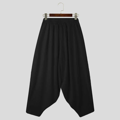 2024 Men Wide Leg Pants Solid Color Elastic Waist Loose Streetwear Casual Trousers Men Oversize Fashion Long Pants S-5XL INCERUN