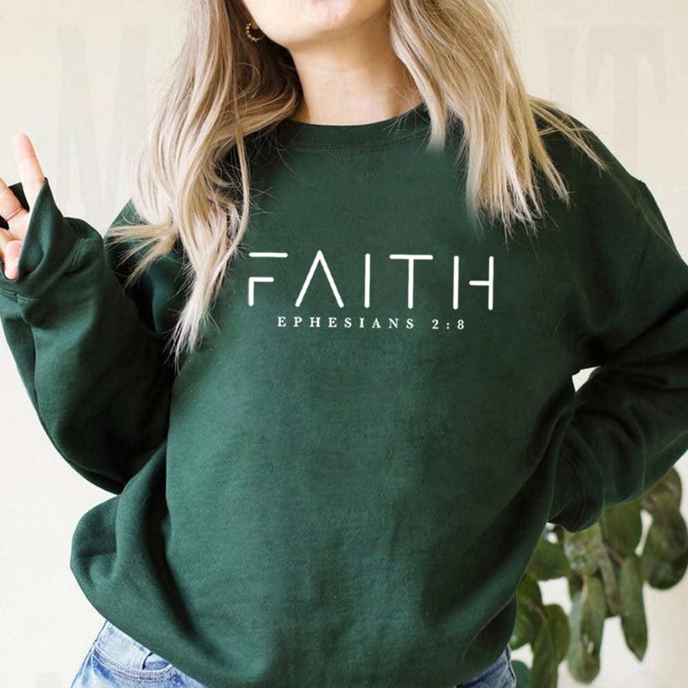 Trendy Faith Sweatshirt Bible Verse Shirt Christian For Women